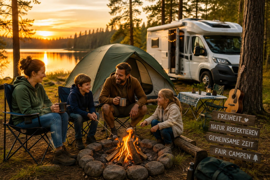 Familie beim Camping in der Natur – Camping-Grundlagen für Anfänger