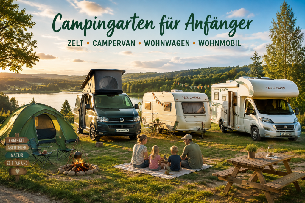 Campingarten für Anfänger – Zelt, Campervan, Wohnwagen und Wohnmobil
