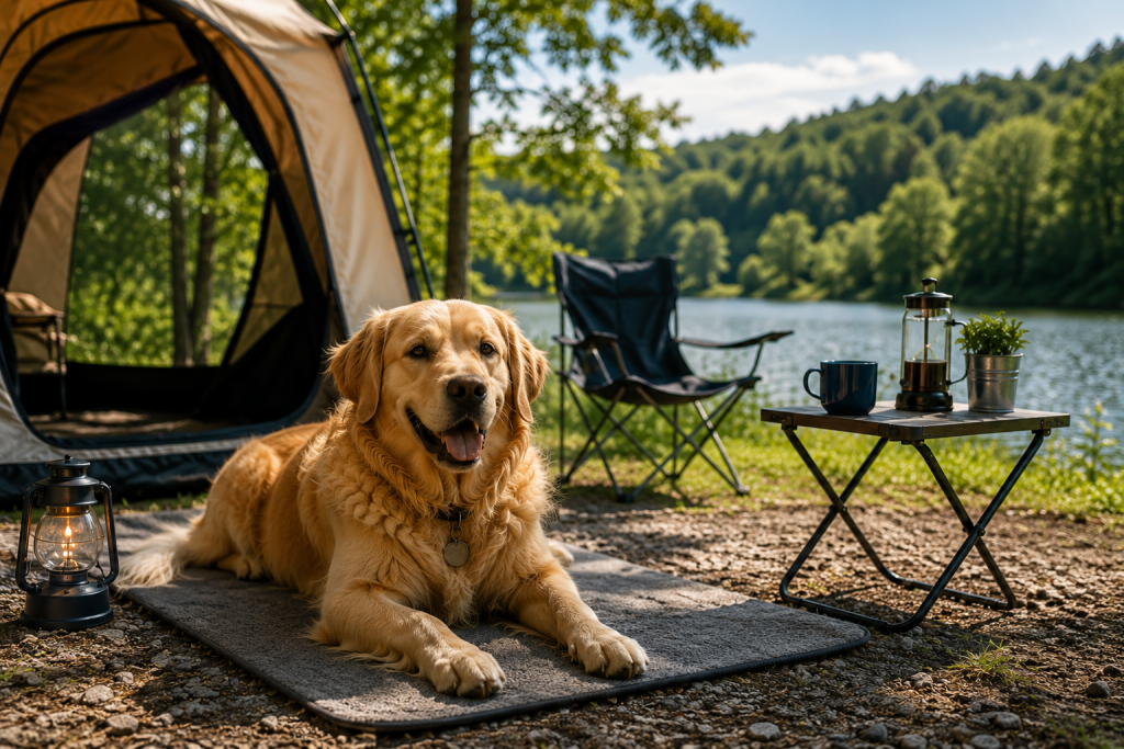 Camping mit Tieren – Hund entspannt am Campingplatz