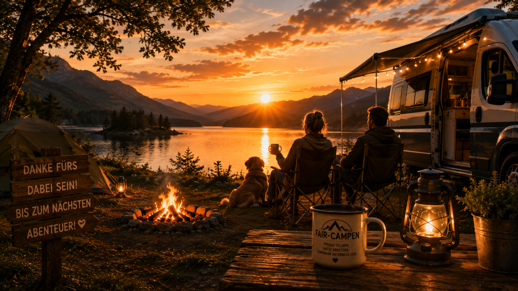Camping am See bei Sonnenuntergang – gemeinsame Zeit und nächste Abenteuer
